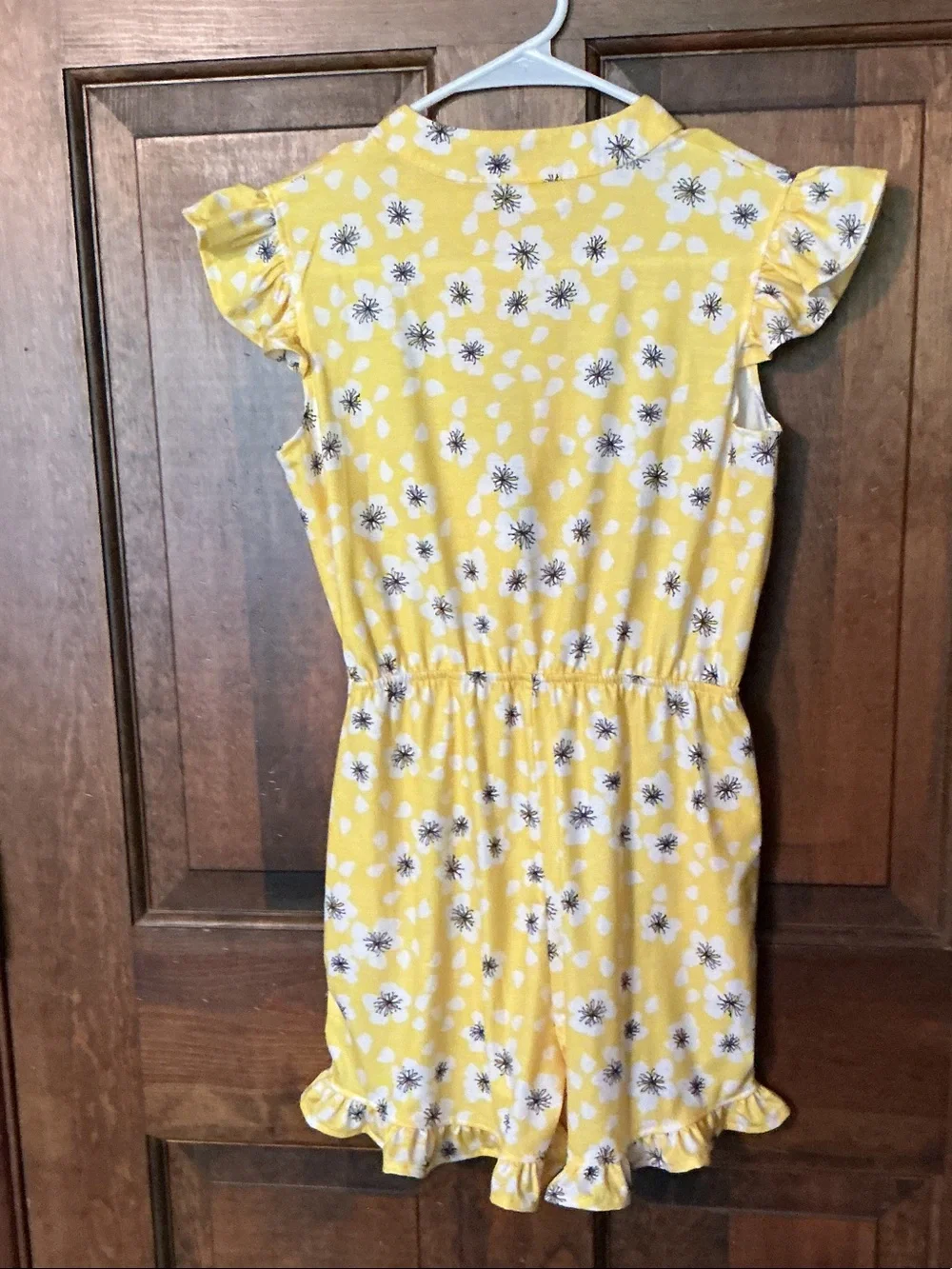 Girls' Yellow Floral Ruffle One-Piece Romper